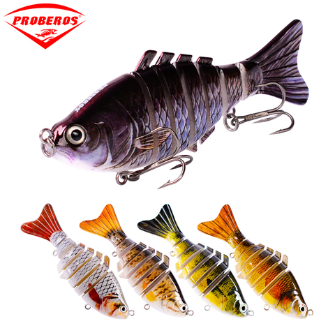 PROBEROS – leurre de pêche avec hameçon, Swimbait, 5 pièces, 7 Sections, 10cm/4 