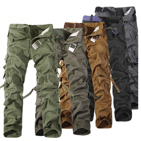 2022 haut à la mode militaire coton Cargo pantalon hommes multi-poche solide grande taille pantalon hommes (taille asiatique 28-42) ► Photo 1/1