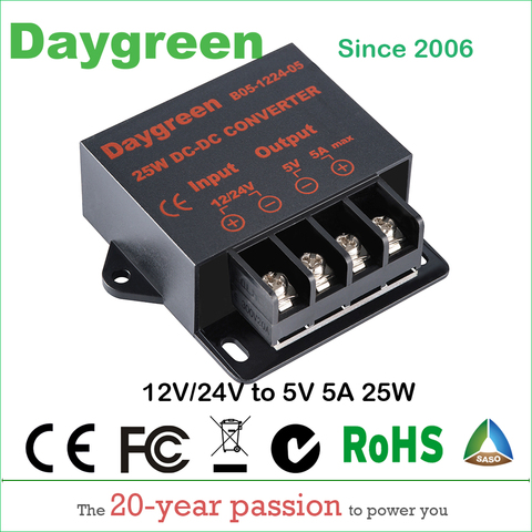 Convertisseur de tension 12V à 5V, 5a, 25W, cc, 24V à 5V, 5a, régulateur de tension, réduction abaisseur de voiture, certifié CE ► Photo 1/1