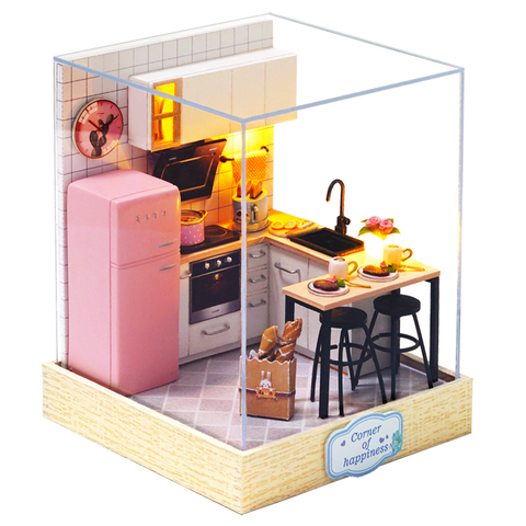 Maison de poupée Miniature en bois, bricolage, maison de poupée, boîte de théâtre, jouets pour enfants, cadeaux d'anniversaire, Casa Seed World QT27 ► Photo 1/6