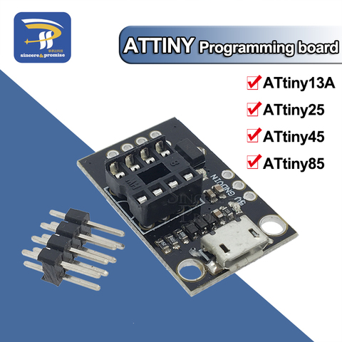 Carte de développement amovible pour ATtiny13A/ATtiny25/ATtiny45/ATtiny85 éditeur de programmation connecteur d'alimentation Micro Usb ► Photo 1/6