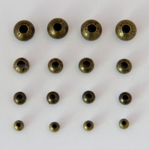 Perles rondes en Bronze Antique, 100 pièces/lot, perles métalliques de 4mm 5mm 6mm 8mm, perles d'espacement en boule de fer, bricolage, accessoires de fabrication de bijoux ► Photo 1/2