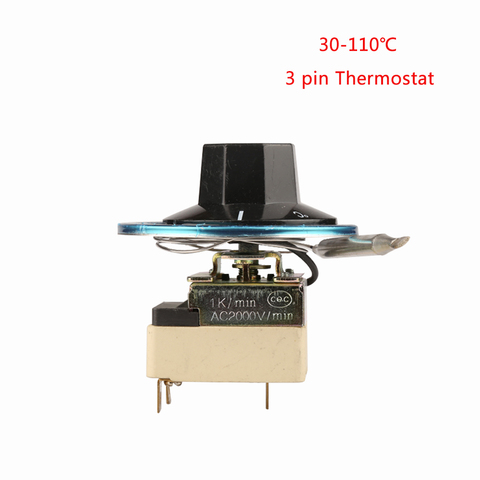 Thermostat à cadran capillaire à 3 broches, 30 – 110 °c, interrupteur de contrôle de la température, régulateur de température réglable, normalement fermé ► Photo 1/5