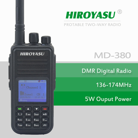 Walkie-talkie Portable numérique VHF DMR HIROYASU MD-380 VHF 136-174MHz DMR, Radio bidirectionnelle ► Photo 1/6