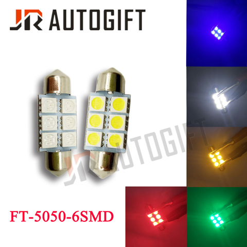 Lumière LED Festoon 5050 6SMD 31/36/39mm/41mm 24v 12v blanc/bleu/vert/rouge/jaune, éclairage d'intérieur de porte de voiture FT C5W 10 pièces ► Photo 1/6