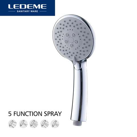 LEDEME pomme de douche accessoires de salle de bain cinq fonction buse de douche ABS matériau économie d'eau Chrome bain main pomme de douche L01 ► Photo 1/6