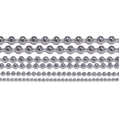 Chaînes de perles en acier inoxydable pour fabrication de colliers, accessoires de fabrication de bijoux, en vrac, 1.2/1.5/2.0/2.5/3.0/3.2mm, 5 m/lot ► Photo 1/6