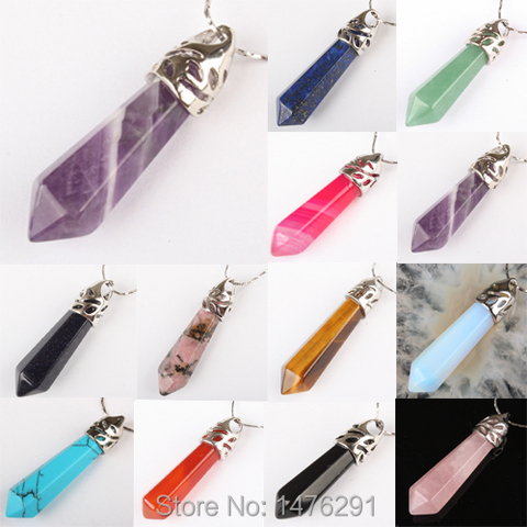 Pendentifs en perles lapis-lazuli, Quartz, sable bleu, cornaline, Rhodonite, opale, hexagone, perles à facettes, 1 pièce ► Photo 1/6