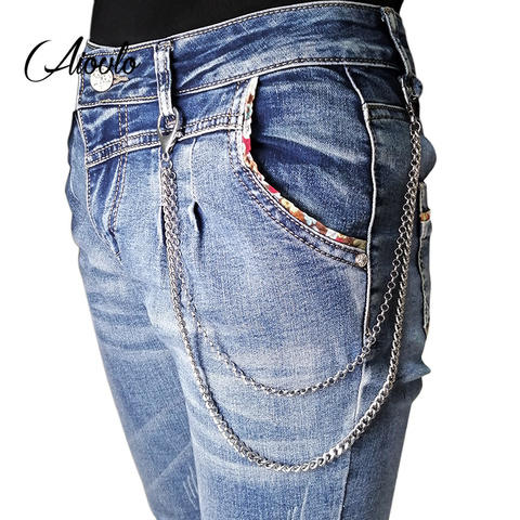 Porte-monnaie en acier inoxydable 2 en 1, chaîne de ceinture pour pantalon, Rock Punk, pantalon Hipster Jean, anneau de mouvement, bijoux hip hop ► Photo 1/1