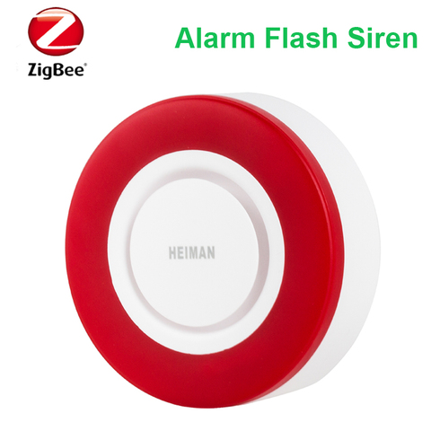 Compatible avec Assistant À Domicile, Kaku,Conbee II Rouge Clignotant 95db HEIMAN Zigbee HA3.0 Sirène D'alarme HS2WD-E ► Photo 1/5