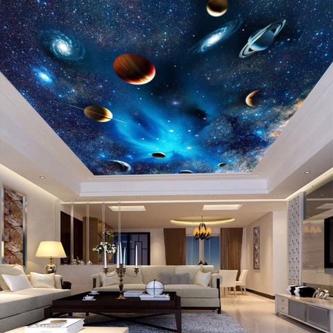 Papier peint panoramique 3D motif galaxie et planète, tapisserie décorative sur mesure pour salon ► Photo 1/6