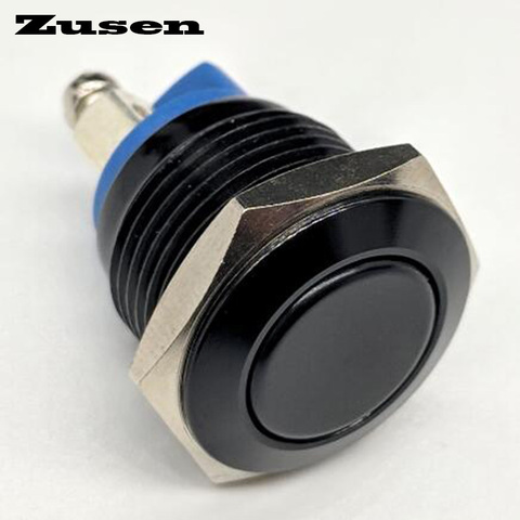 Zusen – bouton poussoir étanche en métal noir, 16mm, interrupteur momentané ► Photo 1/3