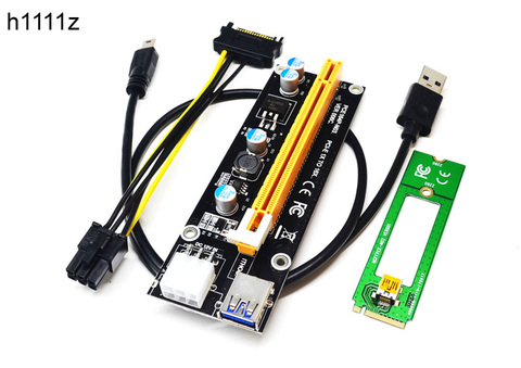 Nouveau 1X à 16X M2 NGFF PCI-E PCI Express Extender carte adaptateur 60 CM USB 3.0 câble 6Pin câble d'alimentation pour Bitcoin Miner Mining ► Photo 1/3