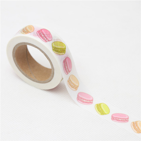 Ruban Washi décoratif, Macaron, gâteau, 15mm * 10m, ruban de masquage Washi, bricolage, Scrapbooking, fournitures scolaires et de bureau ► Photo 1/3