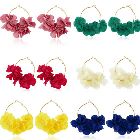 Kolczyki – boucles d'oreilles créatives simples pour femmes, avec design de fleurs en tissu, cerceau exquis ► Photo 1/6