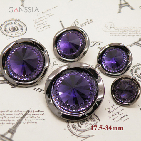 10 pièces/lot haut de gamme design violet strass bouton résine tige bouton pour vêtement couture accessoires (ss-4828) ► Photo 1/1