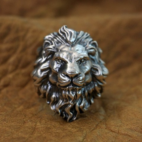LINSION – bague King of Lion en argent Sterling 925 pour hommes, anneau de motard Punk TA128, taille américaine 8 ~ 15 ► Photo 1/6