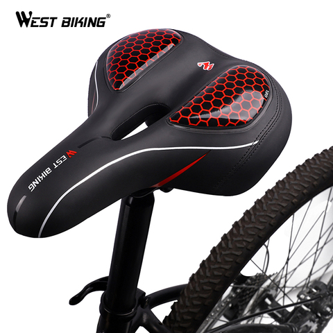 Selle de vélo WEST avec feu arrière tapis de siège avant GEL de cuir PU doux selle de vélo confortable route vtt selles de vélo ► Photo 1/1