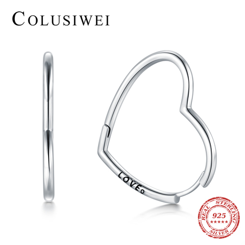 Colusiwei nouvelle vente 925 en argent Sterling coeur amour forme Simple boucles d'oreilles mode boucle d'oreille pour les femmes fête bijoux fins ► Photo 1/6