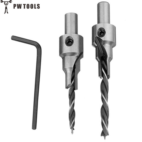 2 pcs/set 3 Steps Countersink Drill Bit Pilot Drill Bits Set Reamer Screw Hinge Hole Saw Chamfer 4-6 5-7mm steps 8mm Shank ► Photo 1/6