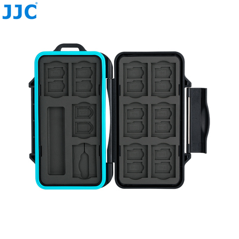 JJC Durable étuis de carte mémoire porte-boîte de rangement pour SD SDHC SDXC Micro SD MicroSD TF Micro SIM Nano cartes SIM organisateur portefeuille ► Photo 1/6