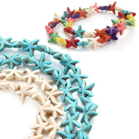 Linsoire – perles Turquoises en forme d'étoile de mer, environ 38 pièces/brin, 13x13mm, perles d'espacement amples, graines pour la fabrication de bijoux à faire soi-même ► Photo 1/3