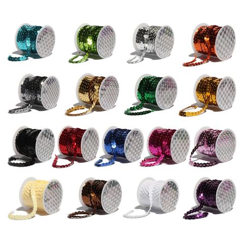 5 Mètres/lot 6mm 17 Couleurs Brillant Lâche Rond Plat PVC Paillettes Paillettes À Coudre Sur Les Équilibres pour Artisanat Tissu Accessoire/sacs/Vêtement ► Photo 1/6