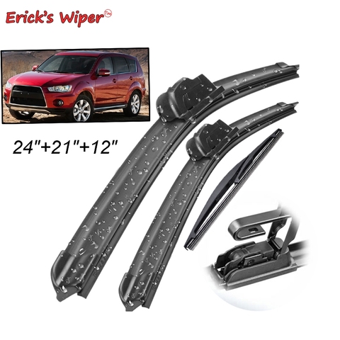 Erick – Kit d'essuie-glace avant et arrière, pour Mitsubishi Outlander MK2 2007 – 2012, pare-brise de pare-brise 24 