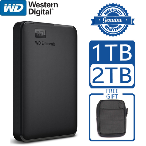 WD Elements Portable disque dur externe HD 1 to 2 to haute capacité SATA USB 3.0 dispositif de stockage Original pour ordinateur Portable ► Photo 1/6