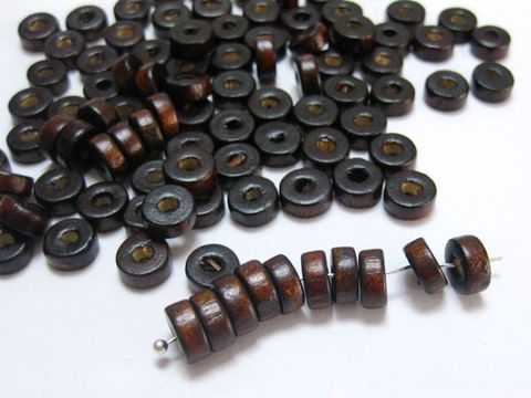 Perles en bois de colonne de couleur marron 500 8X3mm ~ perles Heishi en bois ► Photo 1/3
