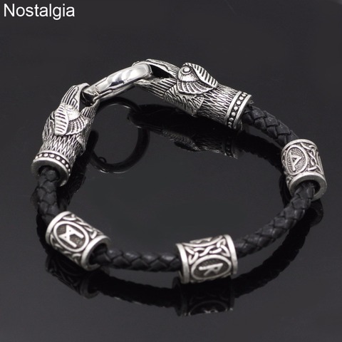 Bracelet Viking en cuir Rune scandinave Odins, bijou personnalisé nordique, accessoires ► Photo 1/5