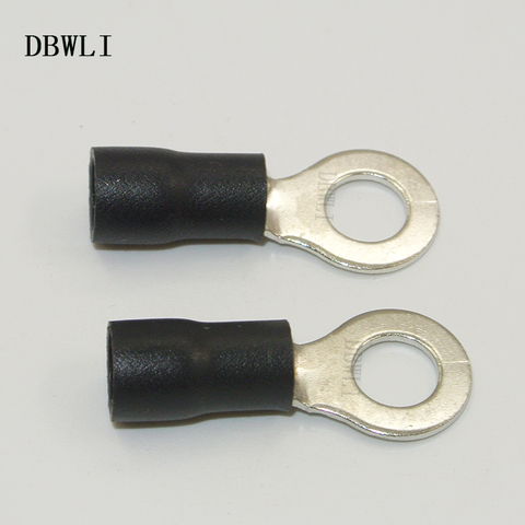 Connecteur de fil noir à anneau isolé | 50 pièces 14-12AWG #4 #10 1/4 5/16 3/8 pouces, terminal à sertir ► Photo 1/1