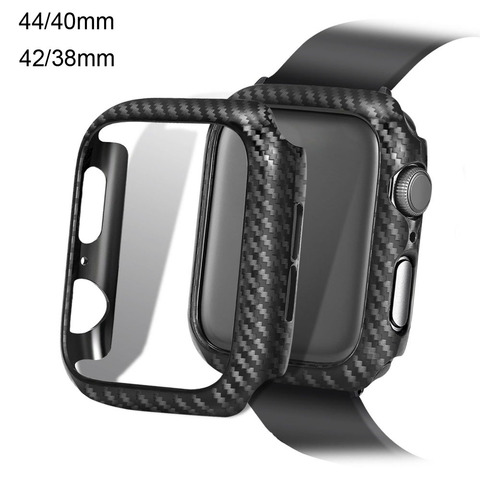 Coque Ultra fine en Fiber de carbone pour Apple Watch 44MM 40MM pour iWatch série 5 4 3 2 1 42MM 38MM, couvercle antichoc ► Photo 1/6