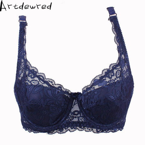 Soutien-gorge transparent en dentelle Non rembourré pour femme, sous-vêtements Sexy pour dames, couverture complète, minimiseur, 9 couleurs 34-40 AB, livraison gratuite, nouvelle collection ► Photo 1/2