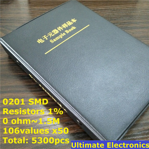 0201 SMD résistance échantillon livre 106 valeurs * 50pcs = 5300 pièces 1% 0ohm à 1.5M puce résistance Kit assorti ► Photo 1/2
