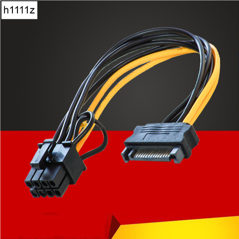 Nouveau câble adaptateur simple SATA 15pin à 8pin (6 + 2) Powr 20 cm alimentation PCI-E SATA câble 15 broches à 8 broches pour l'exploitation minière BTC Miner ► Photo 1/3