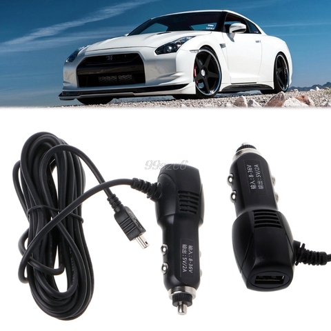 Mini/Micro Port USB double USB 5V 2A chargeur de voiture adaptateur allume-cigare pour voiture DVR véhicule charge avec câble 3.5m ► Photo 1/6