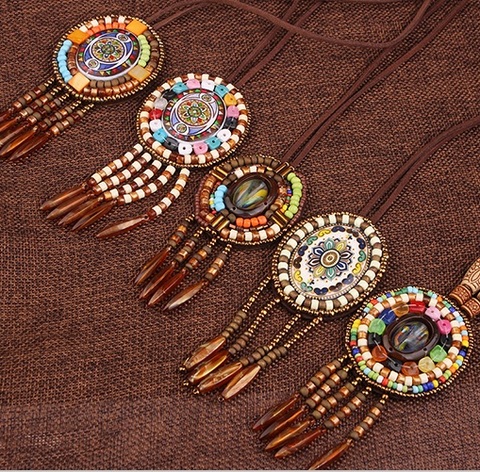 5 Designs mode tressé à la main vintage bohême collier femmes népal bijoux, nouveau collier ethnique en cuir collier ► Photo 1/6