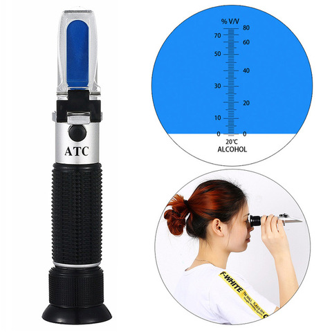 Réfractomètre portable hydromètre pour testeur d'alcool 0-80% testeur d'alcool de vin compteur alcoomètre alcoomètre ATC ► Photo 1/6