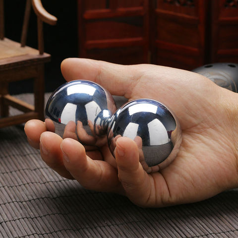 Boules solides Baoding, 2 pièces en acier inoxydable, 35mm 304, renforcement des mains et des poignets ► Photo 1/2