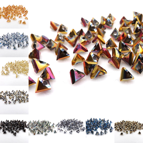 Qiaohe – perles de cristal en vrac, 100 pièces de 6mm, Triangle de verre, utilisation spéciale, pendentif de boucle d'oreille, bijoux à bricoler soi-même faire une couleur au choix ► Photo 1/6