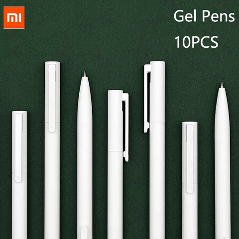 Nouveau Xiaomi Mijia 10 pièces stylos Gel sans capuchon 0.5mm balle stylo noir stylo blanc PREMEC lisse suisse recharge MiKuni japon encre noir ► Photo 1/6