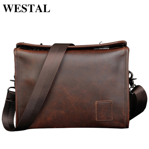 Westal vintage pu en cuir hommes sac de messager des hommes sacs de mode d'épaule sac bandoulière pu sac à main en cuir ipad voyage sac nouveau ► Photo 1/6