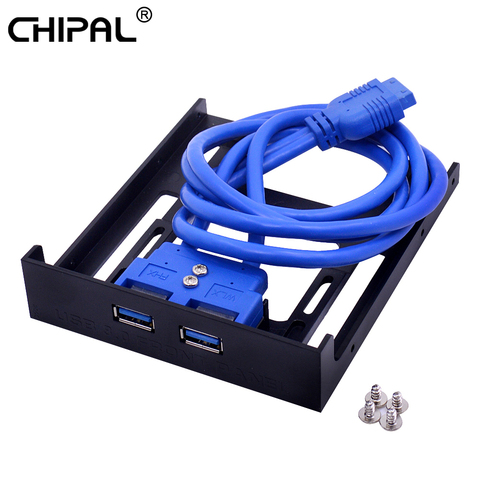 CHIPAL – panneau avant 2 ports USB 3.0, adaptateur de baie d'extension Hub à 20 broches, support en plastique pour baie de disquette de 3.5 pouces ► Photo 1/6