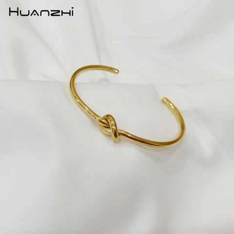 HUANZHI – Bracelets à nœud torsadé en métal et cuivre pour femmes, nouveau Design, or Rose, bijoux cadeau de fête, 2022 ► Photo 1/6