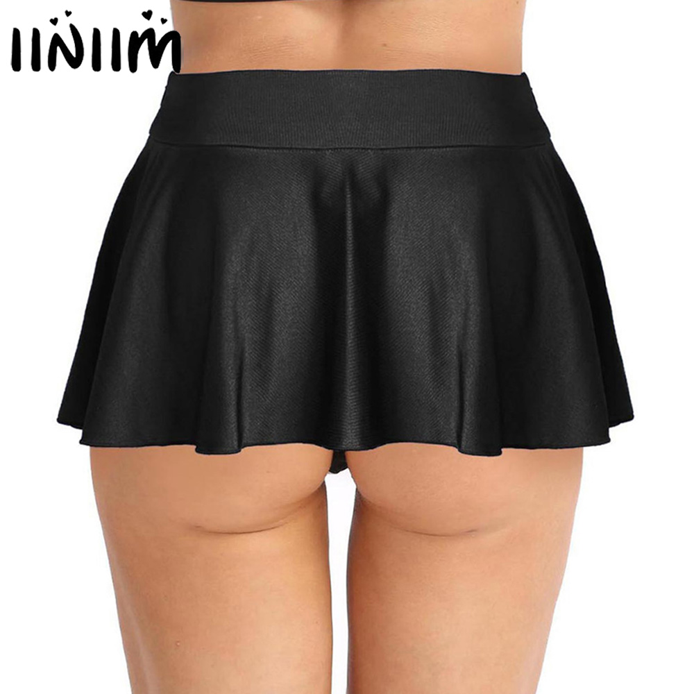 Iiniim Femme Mini Jupe Courte Sexy Moulante Cuir avec Porte