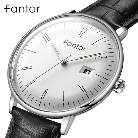 Fantor-montre-bracelet en cuir pour hommes, montre-bracelet lumineuse, à Quartz, pour homme ► Photo 1/6