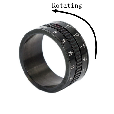 Bague en acier inoxydable plaqué noir pour homme, appareil photo téléobjectif, Design Spinner ► Photo 1/6