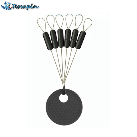 Rompin 10 pièces 6 en 1 taille SS S M L noir bouchon en caoutchouc pêche Bobber flotteur espace haricot bouchon Folat ligne bouchons Bobber arrêts ► Photo 1/1