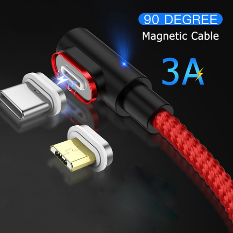 Câble Micro Usb/type-c magnétique Quick Charge 3.0 pour recharge rapide (2M), cordon de chargeur aimanté pour téléphone Xiaomi Mi9, Samsung Galaxy S20 Ultra Plus ► Photo 1/6